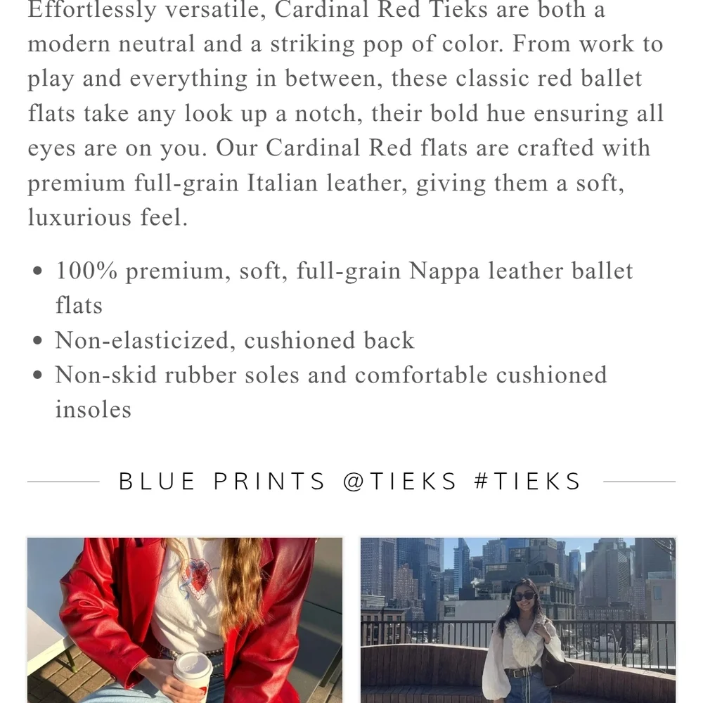 Tieks Cardinal Red Leather Flats, Like New - Picture 3 of 11